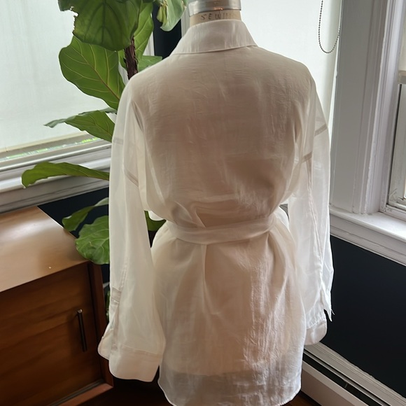 NWOT Anthropologie Grey Lab Sheer Tie-Waist Blouse - Picture 12 of 12